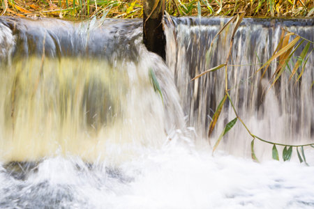 photo of a small waterfall, image for background with waterの写真素材
