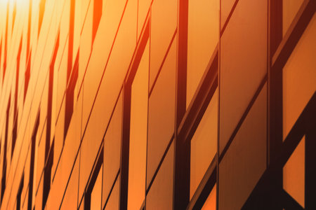 Office building windows background. Glass facade of an office buildingの写真素材