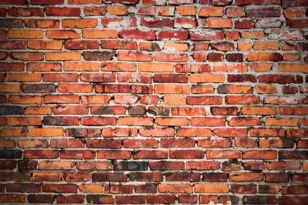 Red brick wall. Place for text. The texture of the wall.