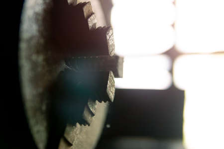 Old lathe chuck, closeup. Wood turning latheの写真素材