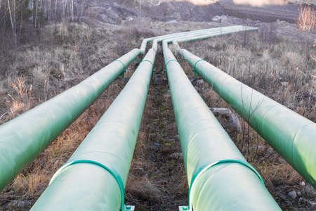 Large water pipes for pumping water from the quarryの写真素材