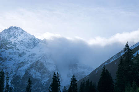Alpine Alps mountain landscape, top of Europe Switzerlandの写真素材