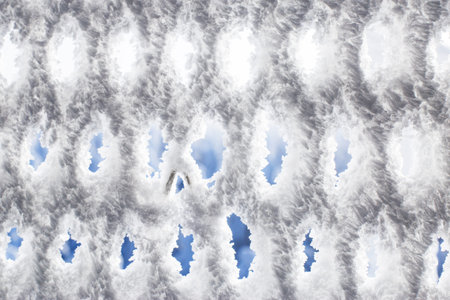 winter background with snow texture closeup. Lattice