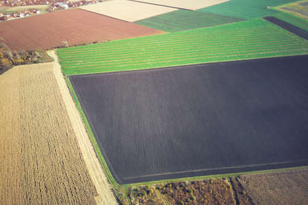 Green fields from a bird's eye viewの写真素材