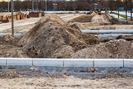 Street repairs in the city, Large piles of earth