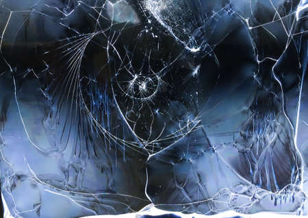 broken TV screen, large cracks, for backgroundの写真素材