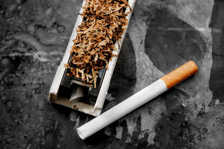 Concept of harm of cigarettes, tobacco products, deathの写真素材