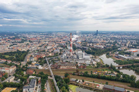 city of Wroclaw from above. Many housesの写真素材