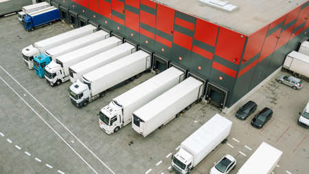 Many ways of transporting goods and freight of world trade, loading trucks at a logistics warehouse, delivery from an online storeの写真素材