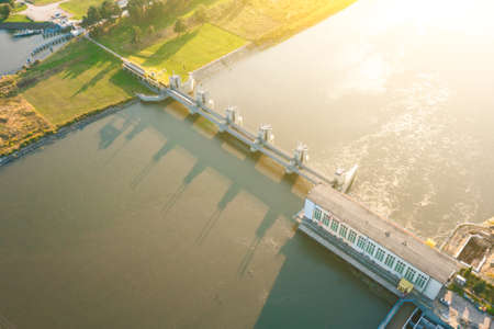 The dam on the Odra river. Wroclaw Polandの写真素材