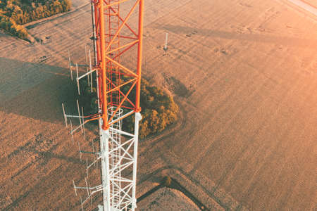 Telecommunication tower with antennasの写真素材