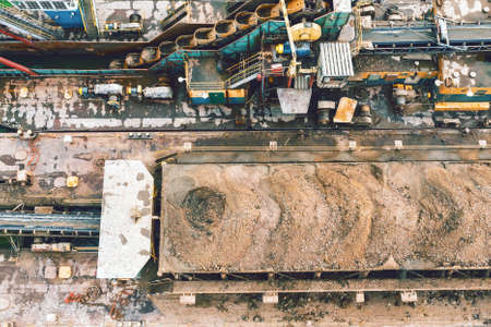 Extraction of gold ores. Washing and sifting the soil. Heavy production, industry. View from aboveの写真素材