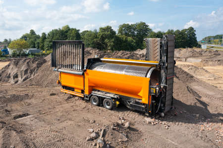 land cleaning by mechanical means, special equipment for calibration and sand cleaningの写真素材