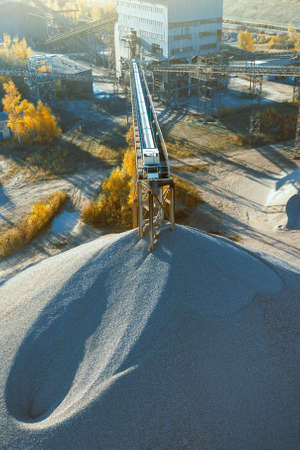 Many conveyor belts in a gravel pit, aerial photographyの写真素材