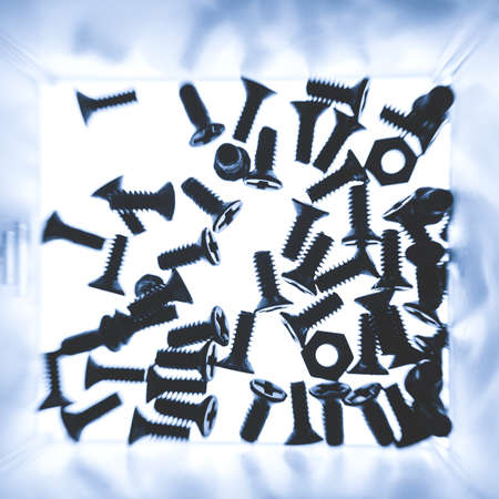 Lots of small bolts for attaching computer parts. Macro photographyの写真素材