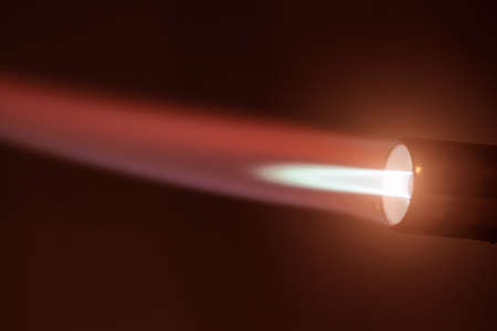 Fire flame from a gas burner, red fire close upの写真素材