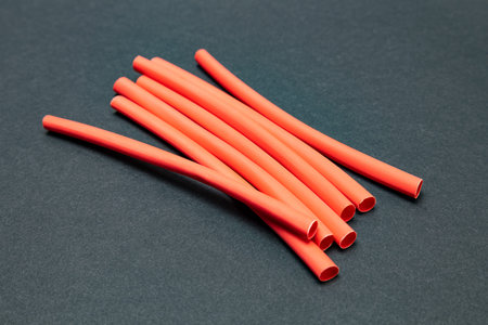 Heat shrink tubing to protect cable insulation, close-up