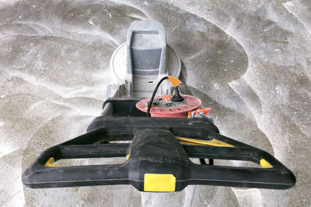 Grinding concrete with a special grinder, concrete processingの写真素材