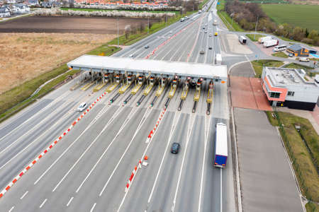 freeway toll booth, Checkpoint on the roadの写真素材
