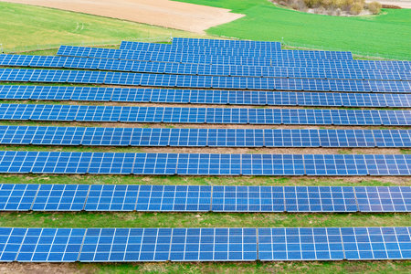 Solar Panels Against The Deep Blue Sky