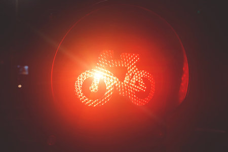 Red light traffic light prohibits the movement of cyclists