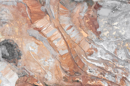 Titanium-magnesium quarry, metal mining in a quarry, top viewの写真素材