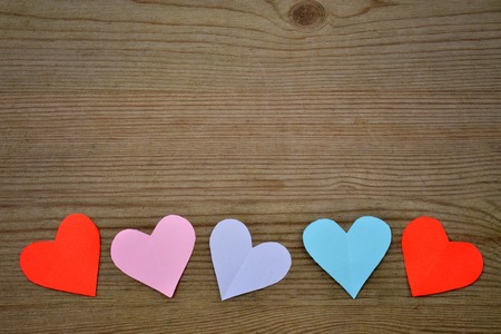 Valentines  Hearts over Wooden Backgroundの写真素材