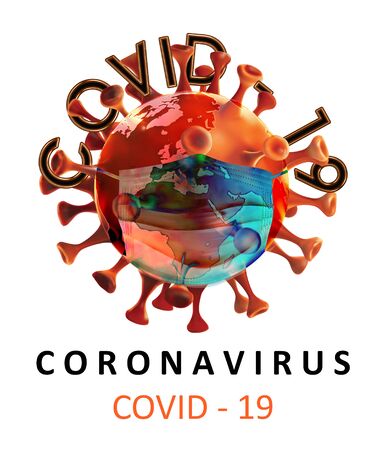 Coronavirus Covid-19 outbreak and coronaviruses, Single virus cell symbol representing bacterial infection causing medical disease and sickness.の写真素材