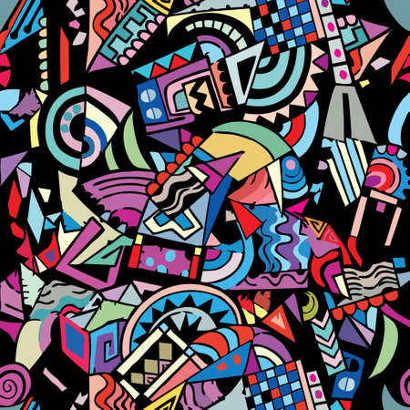 endless continuing, consisting of various objects, textile printing patternの写真素材