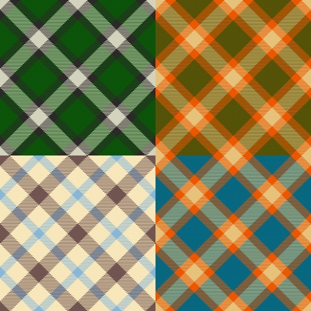 Color plaid patterns set, four color variationsのイラスト素材