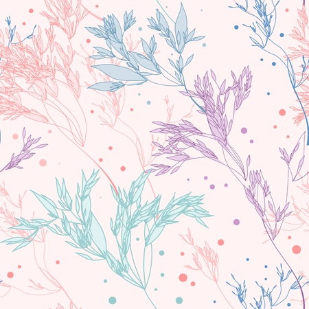 Seamless pattern with herbs on pink backgriundのイラスト素材
