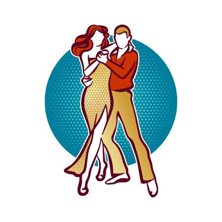 Illustration of tango dancers, man and woman dancingのイラスト素材