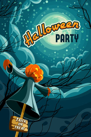 Halloween party poster, retro styled halloween vector illustrationのイラスト素材