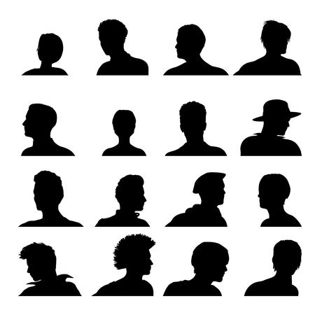  anonymous avatar set isolated on white, male avatarsのイラスト素材