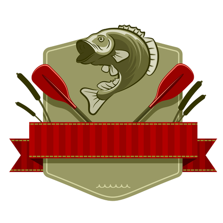 Fishing Emblem, badge with a fish in retro styleのイラスト素材