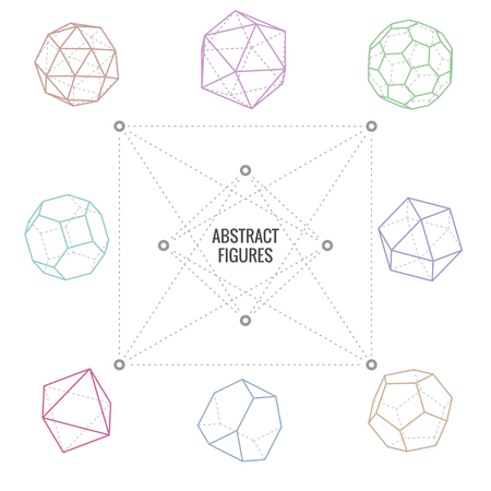 Eight different abstract figures on white background, vector illustrationのイラスト素材