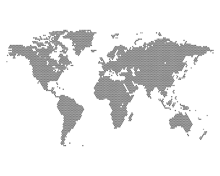Monochrome world map consisting dots, vector illustrationのイラスト素材