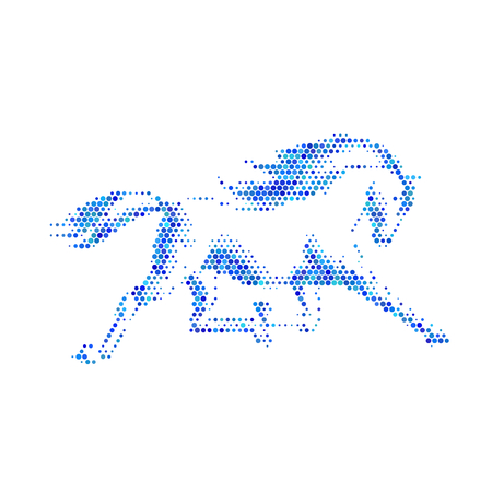 Abstract halftoned horse on white background, vector illustrationのイラスト素材