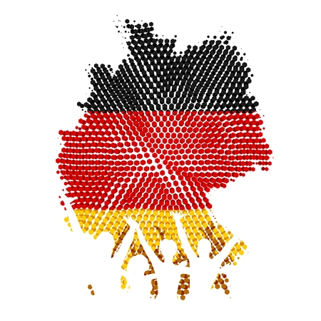 German unity, silhouettes of celebrating people, german flag in the backgroundのイラスト素材