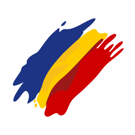 Flag of Romania, vector illustration, brush stroke imitationのイラスト素材