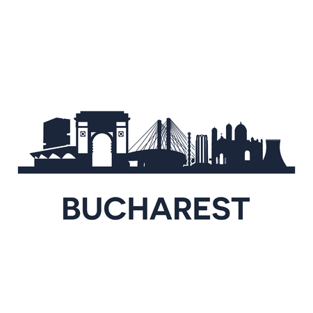 Abstract skyline of city Bucharest, vector illustrationのイラスト素材