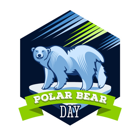 Polar bear day emblem, international day of a polar bear, vector illustrationのイラスト素材