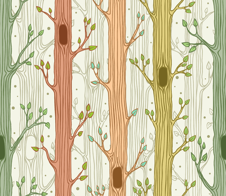 Seamless pattern with trees,woodland background, forest at springのイラスト素材