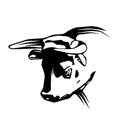 Head of angry bull, illustration isolated on whiteのイラスト素材