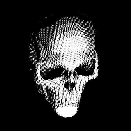 Human skull on dark background, vector illustration.のイラスト素材
