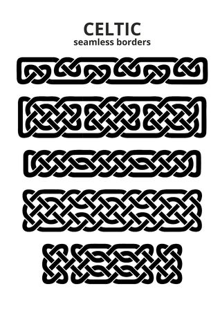 Set of five seamless celtic borders, vector illustrationのイラスト素材