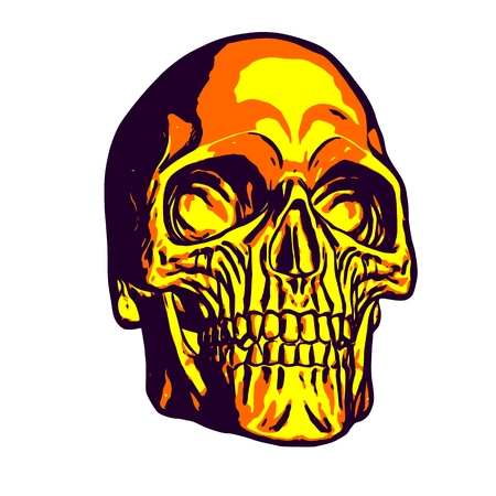 Human gold skull, uniform colors, vector illustrationのイラスト素材