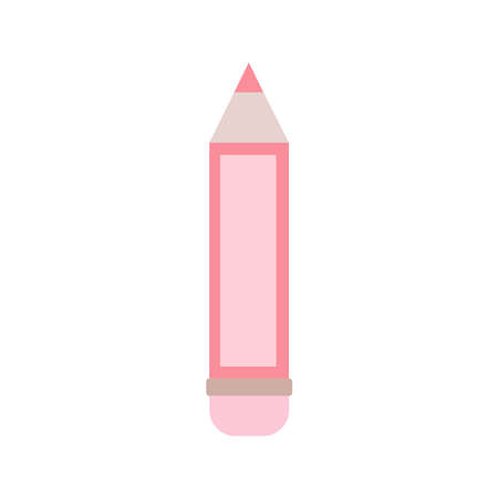 Cartoon cute pink pencil. Isolated on white background, flat design, vector, illustration, EPS10のイラスト素材