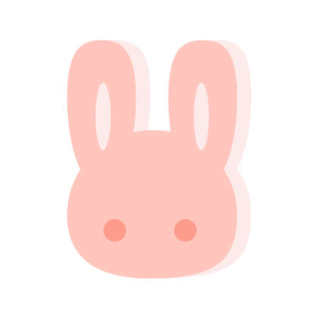 Cartoon cute pink bunny rabbit head face. Isolated on white background, flat design, vector, illustration, EPS10のイラスト素材