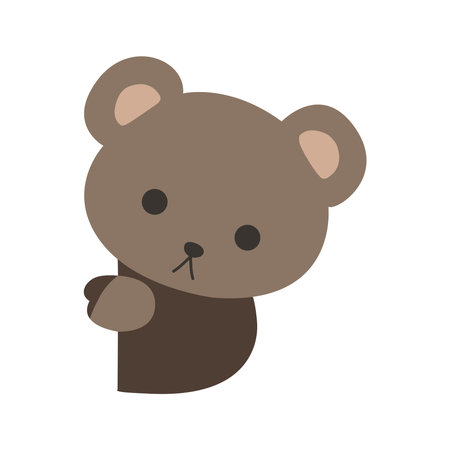 Cute Cartoon Bear Hiding Behind The Wall. Playing Hide and Seek. Cartoon Animal. Illustration, vector, EPS10のイラスト素材